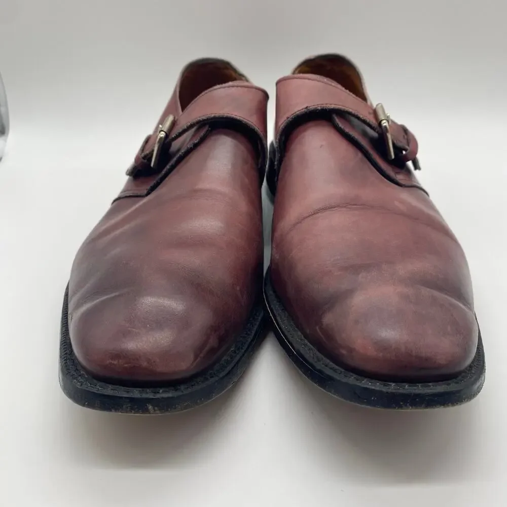 Allen Edmonds Red Brown Leather Side Buckle Monk Strap Dress Shoes Men's size 11